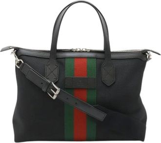 Gucci Pre-owned Tote Bags, female, Black, Size: ONE SIZE Pre-owned Nylon Canvas Tote 2way Bag