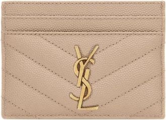 Saint Laurent Accessoires, Dames, Beige, ONE Size, Leer, Cassandre Kaarthouder