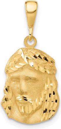 Diamond2Deal 14k Yellow Gold Satin and Diamond-cut Jesus Medal Pendant