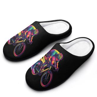 Generic Rainbow Cyclist Bicyclees-Bikes Womens Slippers Warm House Slippers Indoor House Shoes with Anti-Skid Rubber Sole