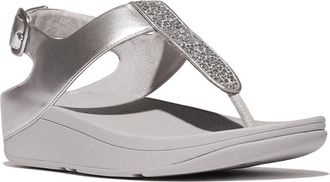 FitFlop Fino Crystal T-Strap Sandal in Silver at Nordstrom Rack, Size 10