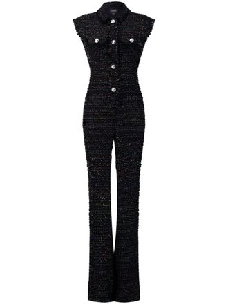 Giambattista Valli metallic-threading bouclé jumpsuit - women - Viscose/Elastane - 44 - Black
