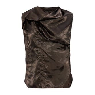 Rick Owens Sleeveless Tops, female, Brown, Size: XS Island Draped Top