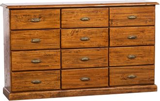 Biscottini International Cajonera De Estilo Country De Madera Maciza De Tilo Acabado Con Efecto Nogal 170x40x100 Cm