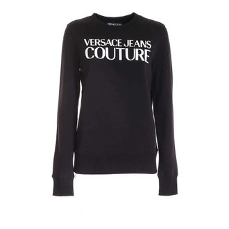 Versace Jeans Couture Comfortabele Rubber Logo Sweatshirt - Dames - Sweatshirts - Zwart - XS - Katoen - Hoodies & sweatvesten