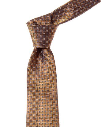 Canali Brown Squares Silk Tie