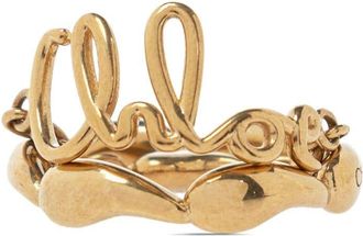 Chlo&eacute; Chlo&eacute; Iconic double ring - women - Brass - 52 - Gold