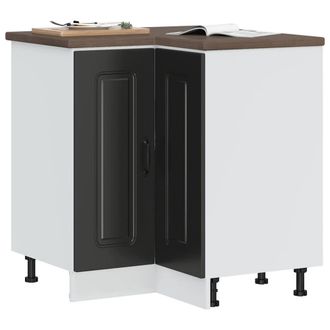 Berkfield Home Kitchen Corner Base Cabinet Kalmar Black Engineered Wood