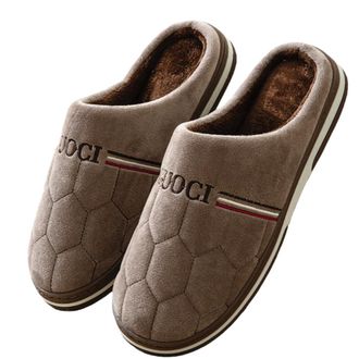 Generic Fall and Winter Mens Cotton Slippers Extra Large Size Plus Size Home Cotton Shoes for Warmth and Platform Soles(Coffee 06,49-50)