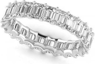 Allurez Emerald Cut Diamonds Eternity Ring Wedding Band 18K White Gold (4.37ct)