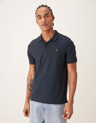 Farah Horace - Polo a maniche corte blu navy con logo