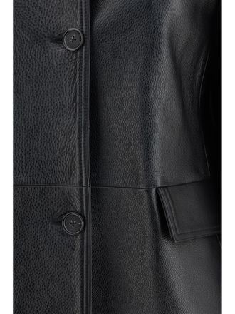 Toteme Womens Leather Jacket Grained Black Outer: Cow