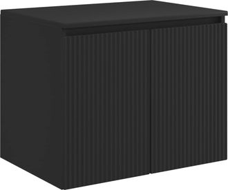 vidaXL Mueble De Ba&ntilde;o Montado En La Pared Negro 62,5 X 44,5 X 50 Cm Vidaxl