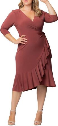 Kiyonna Whimsy Wrap Dress in Marsala at Nordstrom, Size 4X