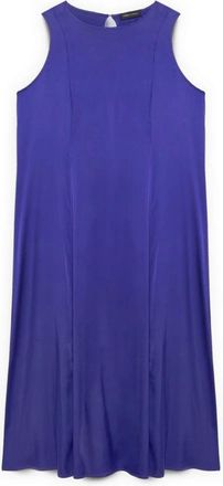 Fiorella Rubino Mouwloze Lange Jurk in Viscose Satijn - Dames - Casual kleedjes - Blauw - S - Satijn - Kleedjes