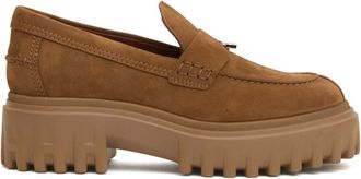 Hogan Gestreepte tabak rubber mocassin - Dames - Loafers - Bruin - 39 EU - Schoenen