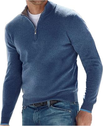 Generic sweatshirts for men uk,Mens 1/4 Zip Pullover UK, Casual Jumper Long Sleeve Top Stand Collar Sweater Plain Pullover Sports Work Sweatshirts Quarter Zip