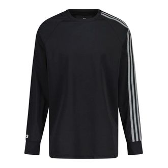 Yohji Yamamoto Tops, Heren, Zwart, 2Xl, Logo Striped Longsleeve Loose Fit Shirt