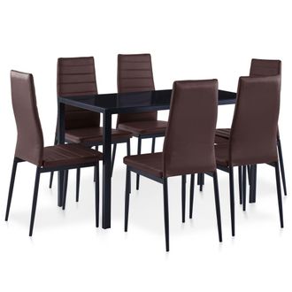 vidaXL Conjunto De Mesa Y Sillas De Comedor 7 Piezas Marr&oacute;n Vidaxl