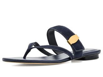Veronica Beard Salva Dash Thong Sandals Womens Sandals Navy : 9.5 M, Leather/Suede