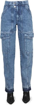 Isabel Marant Medium Blue Vayoneo Cotton Cargo Jeans