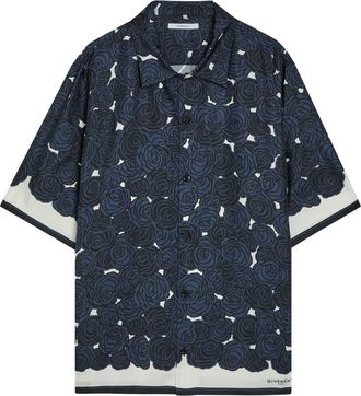 Givenchy Printed Silk Shirt - Navy - 40 (C15.75 / M)