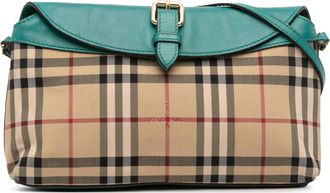 Burberry Pre-owned Womens Buckle Accent Crossbody Bag - Tan Textile - One Size