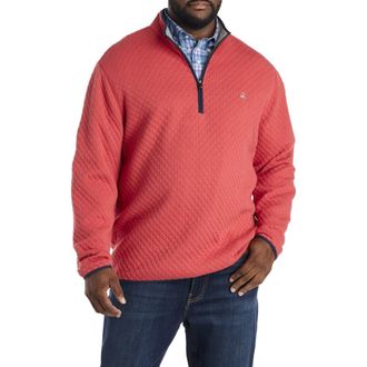Brooks Brothers Big & Tall Quilted 1/2-Zip Pullover in Red Gray at Nordstrom, Size 2X Big