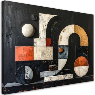 Feeby Cuadro En Lienzo, Formas Geom&eacute;tricas Abstractas En Negro, 120x80