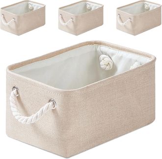 OEM Juego De 4 Cajas De Almacenamiento Plegables Con Asas De Tela Gruesa (312113 Cm, Color Caqui Claro)