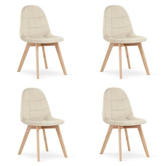 Private Label Sedia Valora Nuuc In Velluto Beige, Design Ergonomico X4