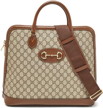 Gucci GG Supreme Canvas Horsebit 1955 two-way handbag - women - Calf Leather/Canvas/Canvas - One Size - Neutrals
