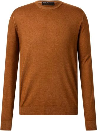 FILIPPO DE LAURENTIIS Rondgebreide trui - Heren - Ronde hals truien - Oranje - 2XL - Wol - Truien & Vesten