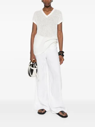 Fabiana Filippi Sequin-Embellished Openwork Blouse - White