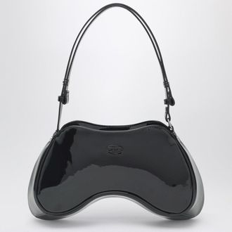 Diesel Double-D patent leather shoulder bag in black