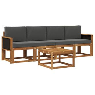 vidaXL Conjunto De Sof&aacute;s De Exterior 4 Pcs Natural Y Antracita Vidaxl