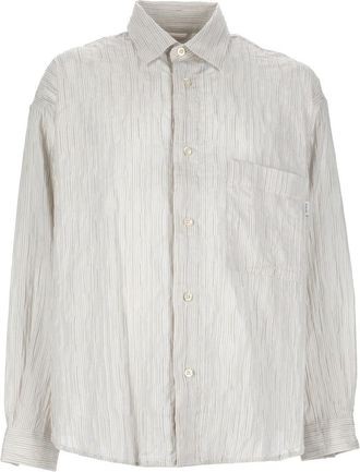 Amish Neutrals Relaxed Fit Crinkle Cotton-Blend Shirt