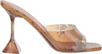 Amina Muaddi Brown Printed Heels