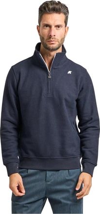 K-Way Blauwe Finnick Sweater met halve rits - Heren - Sweatshirts - Blauw - 2XL - Hoodies & sweatvesten