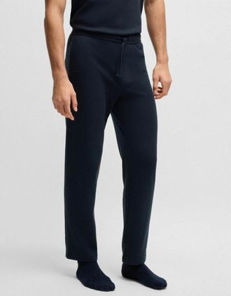 HUGO BOSS Mens BOSS Orange Waffle Mens Cotton-Blend Pyjama Bottoms with Embroidered Logo - Dark Blue 403 - Navy - Size: 35/34/32/40/Regular