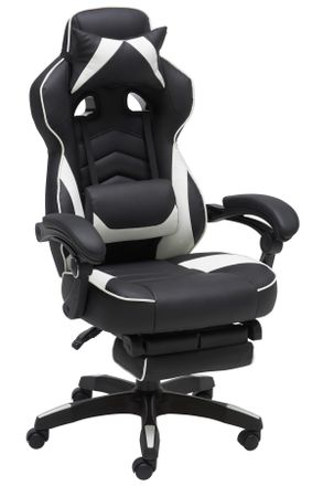 Livetastic Gamingstuhl, Schwarz, Wei&szlig;, Metall, Kunststoff, Textil, Drehkreuz, 68.5x116-124x60.5 cm, ausziehbare Fu&szlig;st&uuml;tze, B&uuml;rom&ouml;bel, B&uuml;rost&uuml;hle, Gaming-Sessel