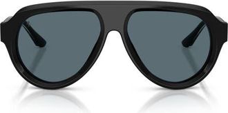 Ferrari 56mm Pilot Sunglasses in Shiny Black /Blue at Nordstrom