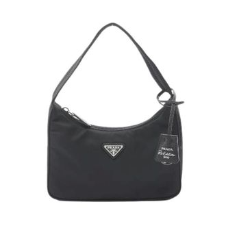 Prada Pre-owned Shoulder Bags, female, Black, Size: ONE SIZE Pre-owned Re-Edition 2000 Nylon Handbag