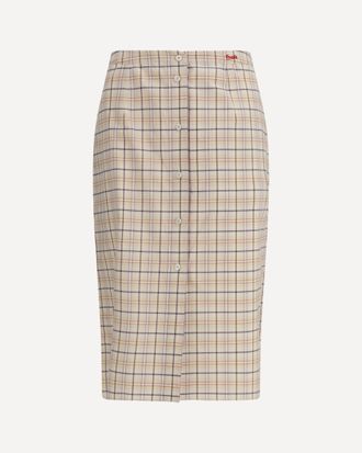 Prada Checked Cotton Poplin Pencil Skirt Female 40