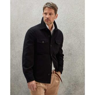 Brunello Cucinelli Mens Black Wool Button Jacket, Size 50