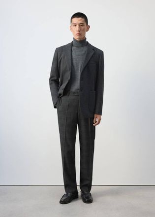 Mango Pantaloni misto lana cotone dritti grigio scuro vigor&eacute; - Uomo - 44 - MANGO MAN