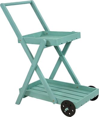 Sunnydaze 2-Tier Fir Wheeled Planter Stand