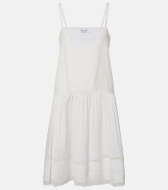 Prada Lace-trimmed linen minidress
