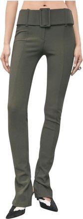 Patrizia Pepe Slim-fit broek met riem - Dames - Broeken - Groen - Maat: S Nylon