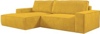 Vente-Unique Sof&aacute; rinconera izquierda de pana amarillo AMELIA